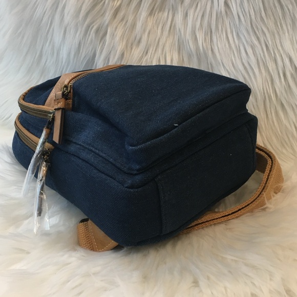 Denim & Vegan Leather Multi Pocket Side Bag - Picture 12 of 13